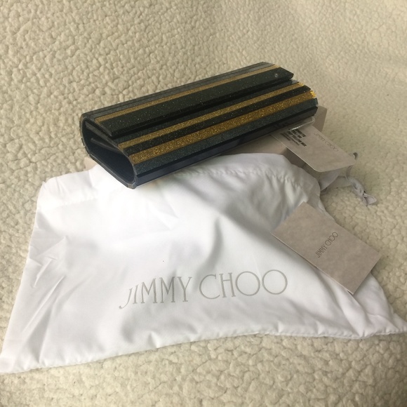 Jimmy Choo Sweetie Black Gold and Silver Acrylic Glitter Clutch - Picture 16 of 16